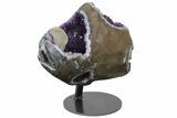 Unique Amethyst Geode with Calcite on Metal Stand - Uruguay #171899-6